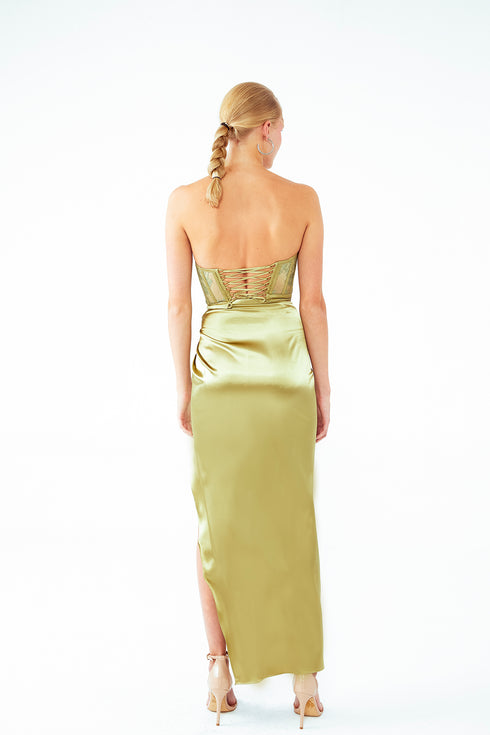 FRENCH LACE BUSTIER AND FRONT SLIT SKIRT - Barrus London